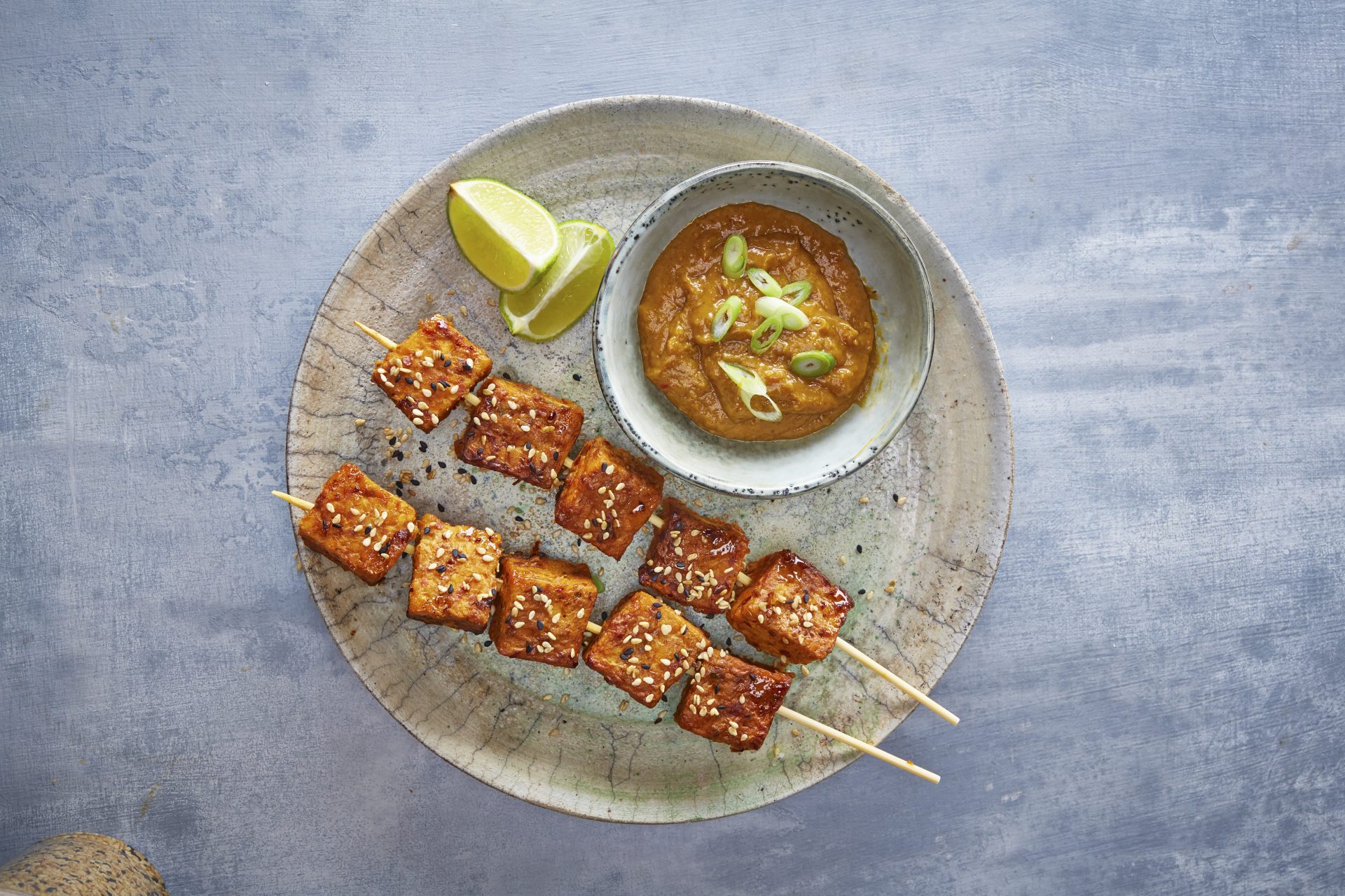 Tempeh Skewers with Peanut Sauce