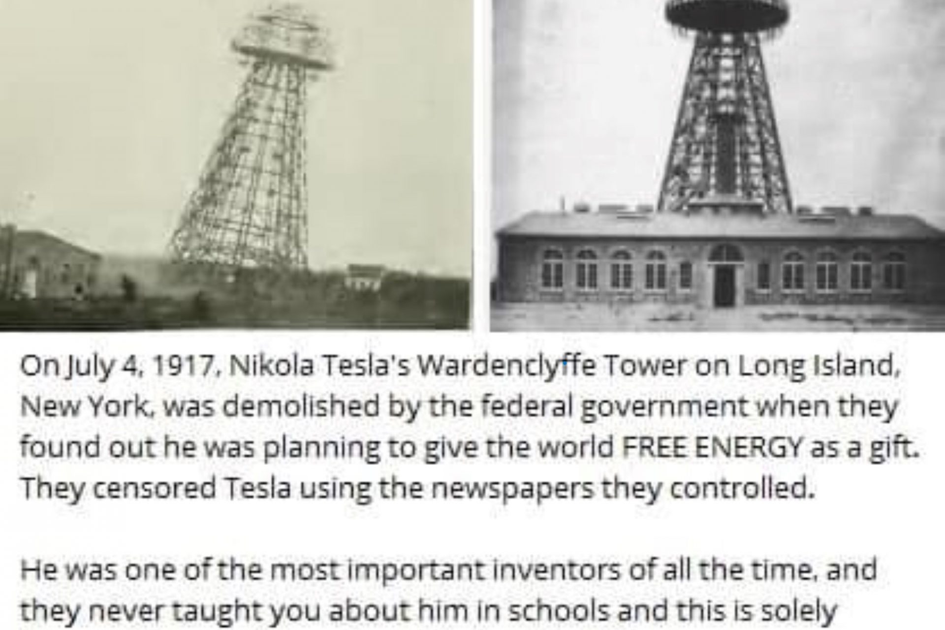 The Wardenclyffe tower conspiracy isn’t true