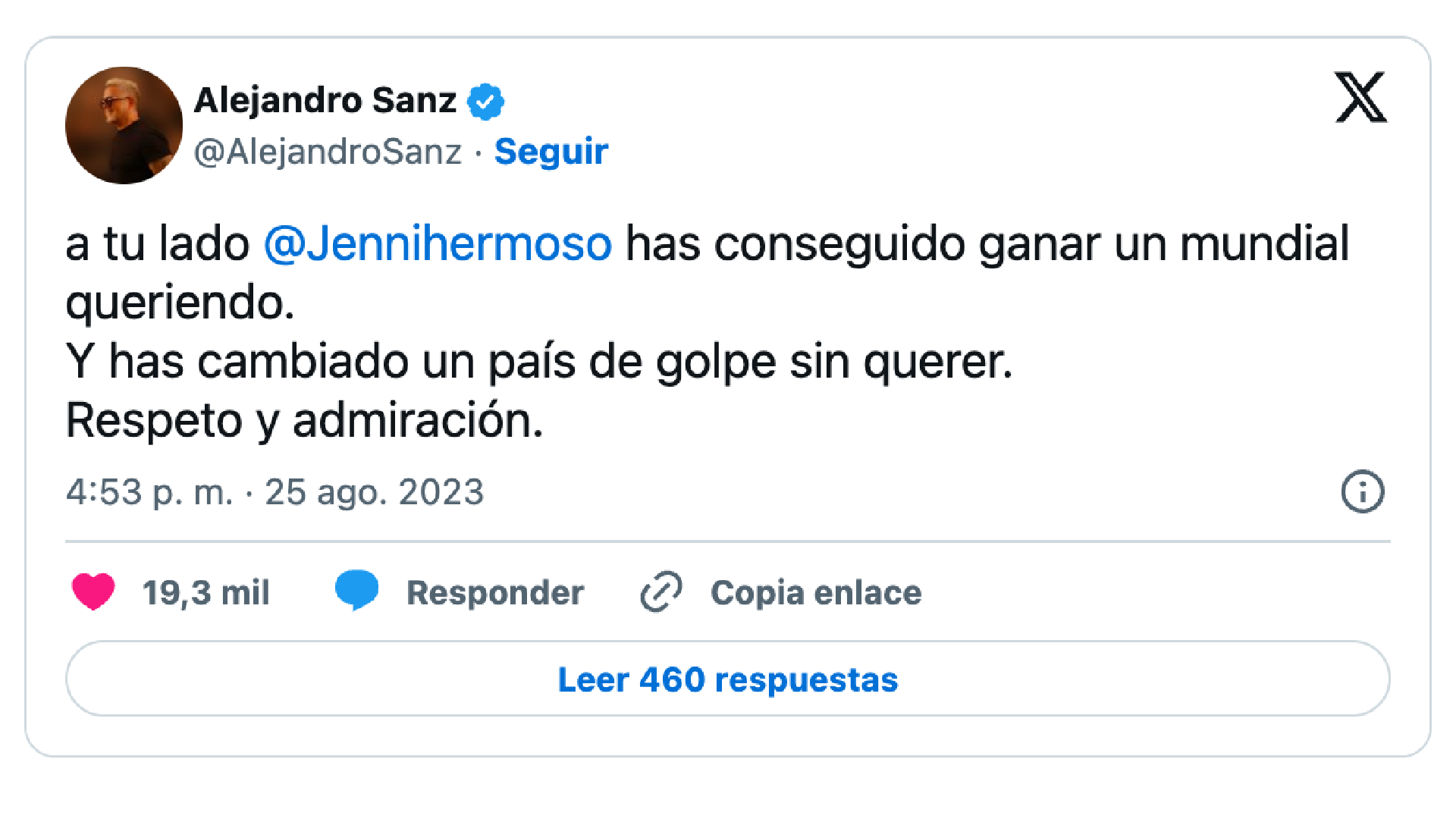 El mensaje de Alejandro Sanz 