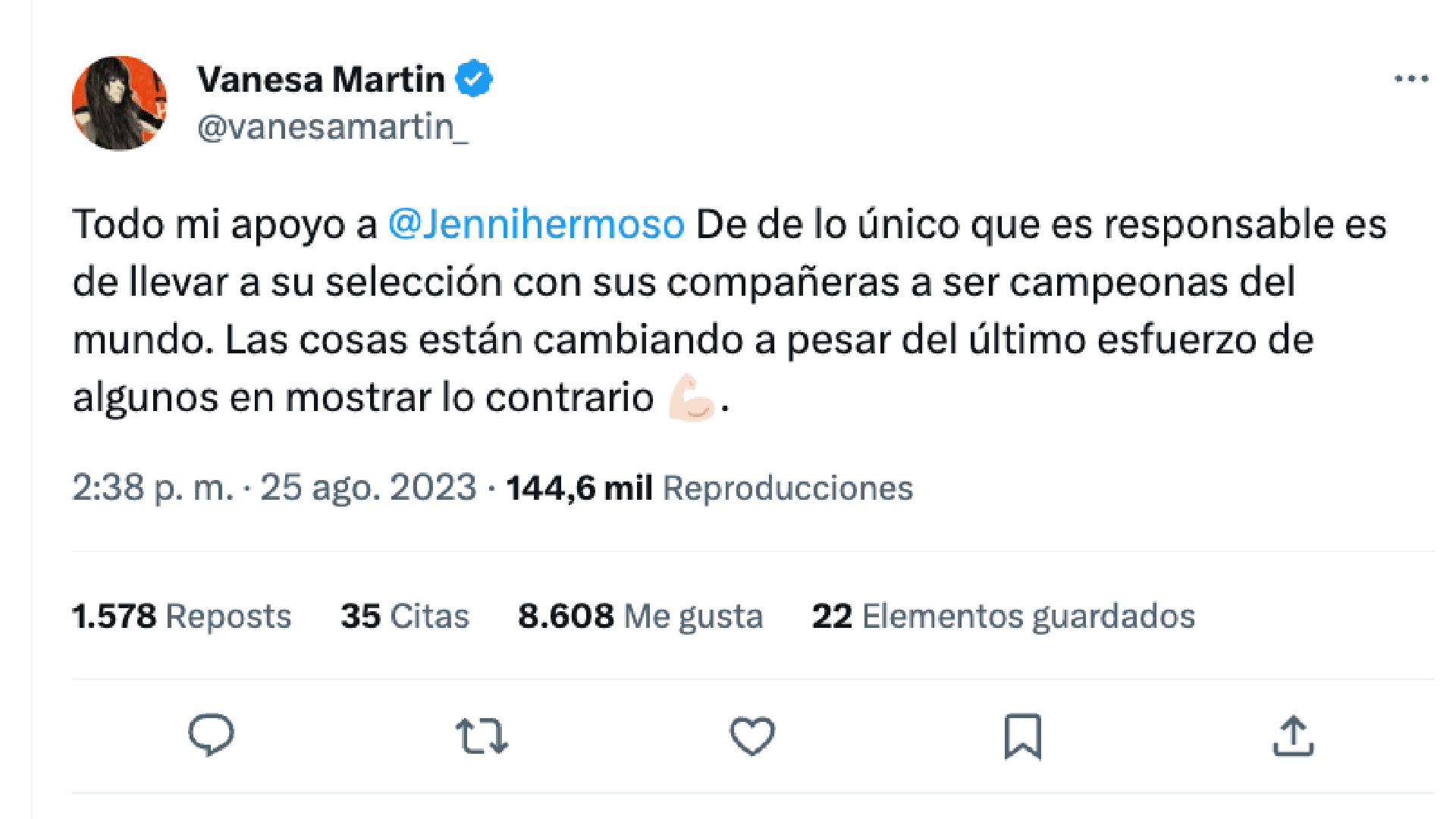 El mensaje de Vanesa Martín