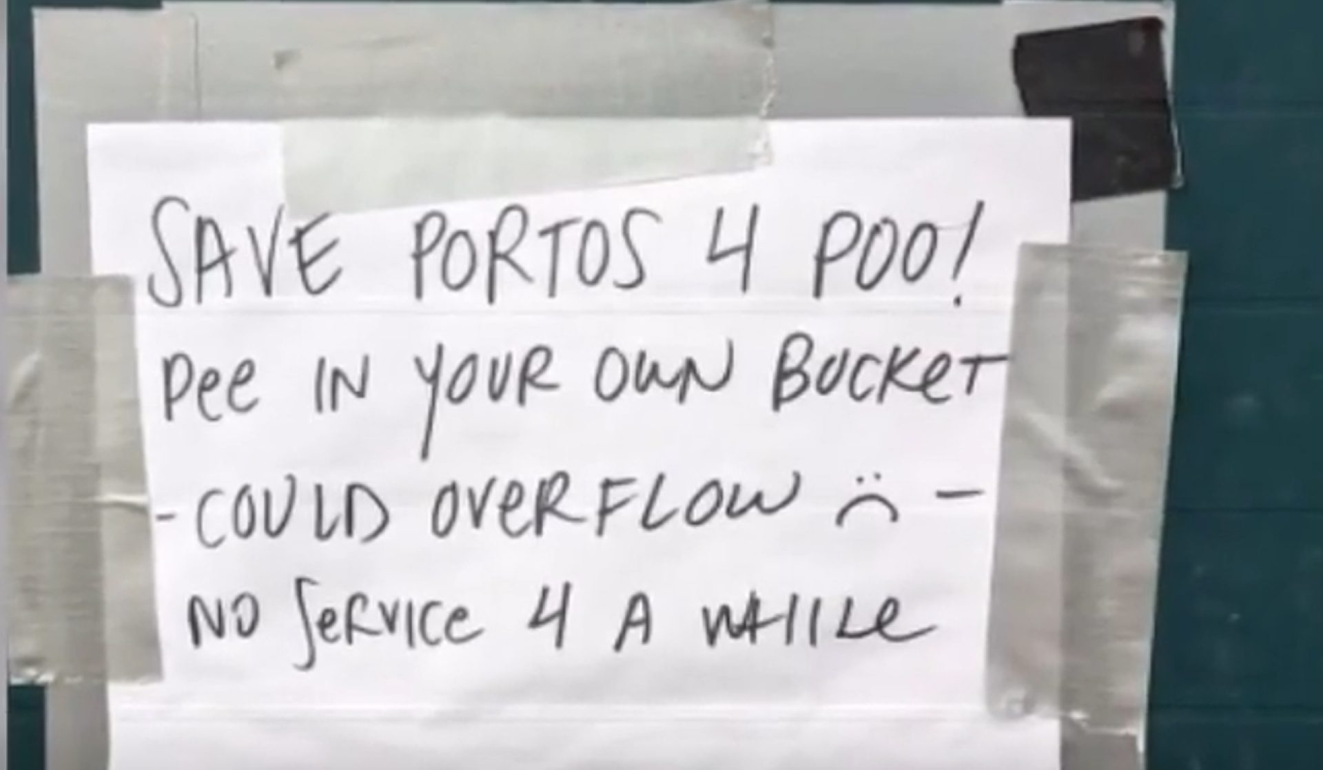 The port-a-potties couldn't be serviced