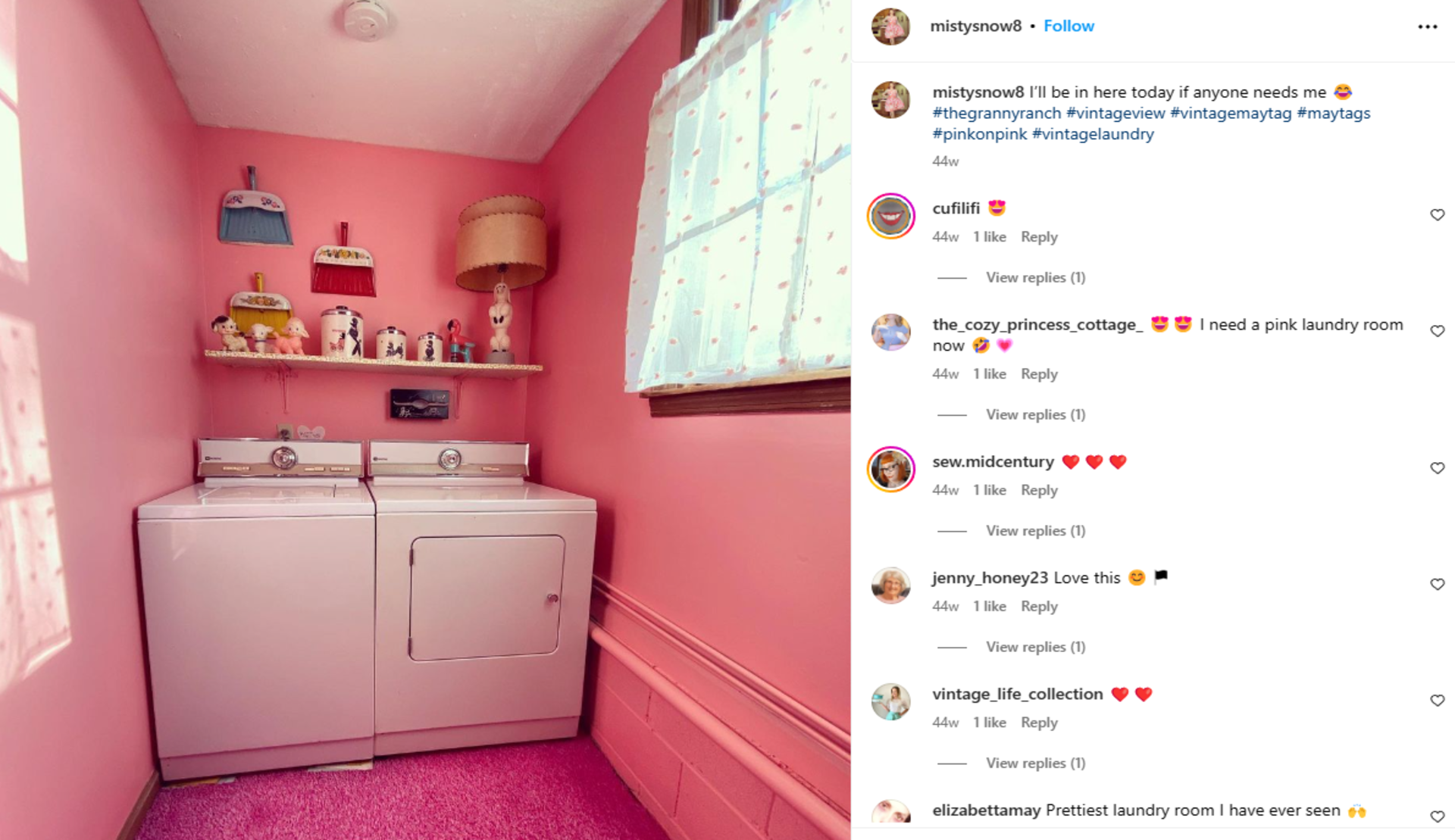 A pink laundry room