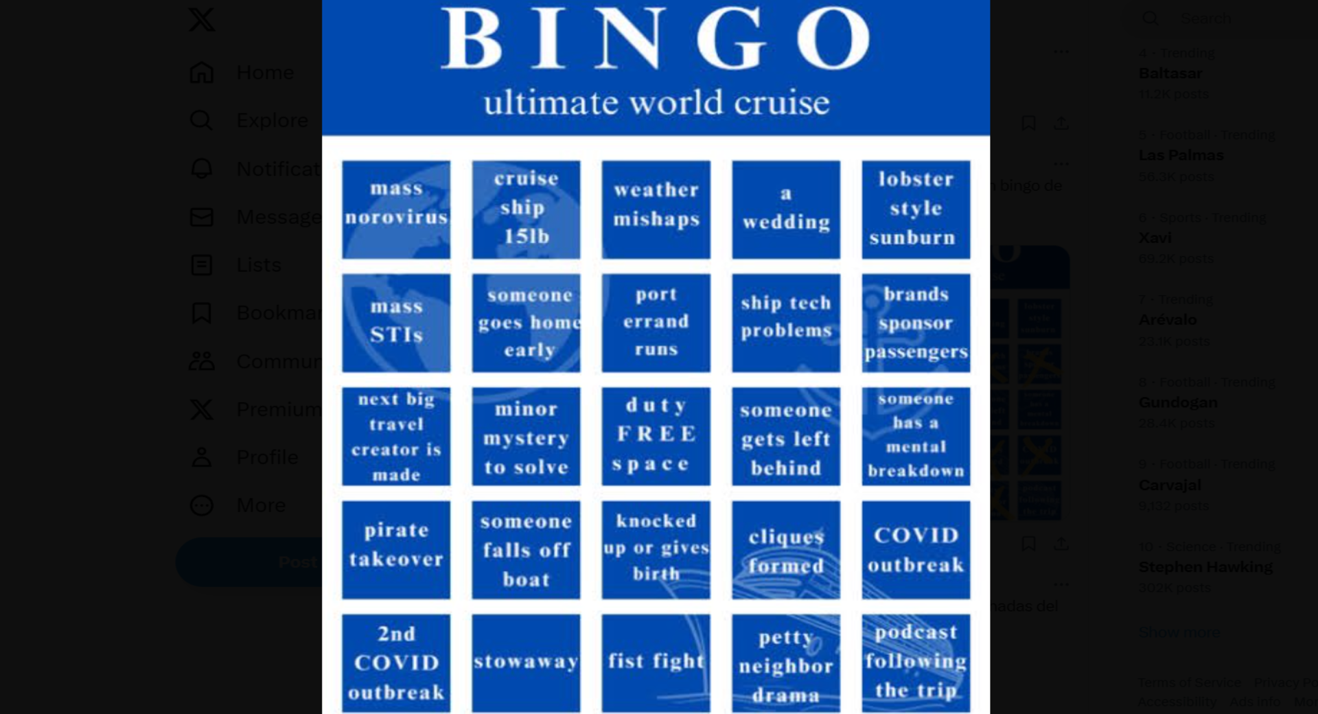 Eine Bingo-Karte, mit der die Welt das Drama mitverfolgen kann