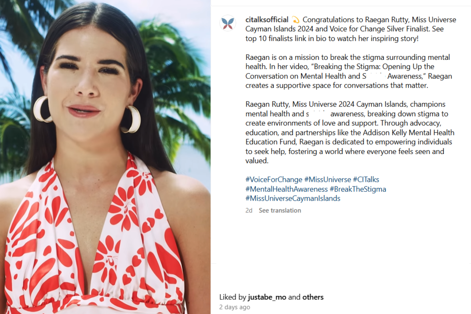 Voice for Change - Silver - Miss Universe Cayman Islands