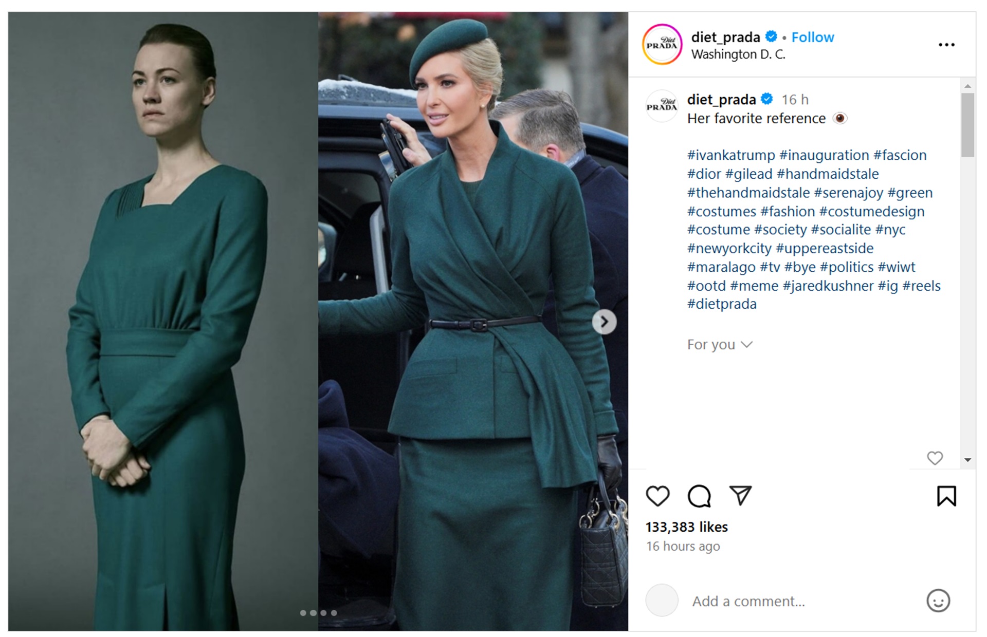 Ivanka looked like 'The Handmaid's Tale'