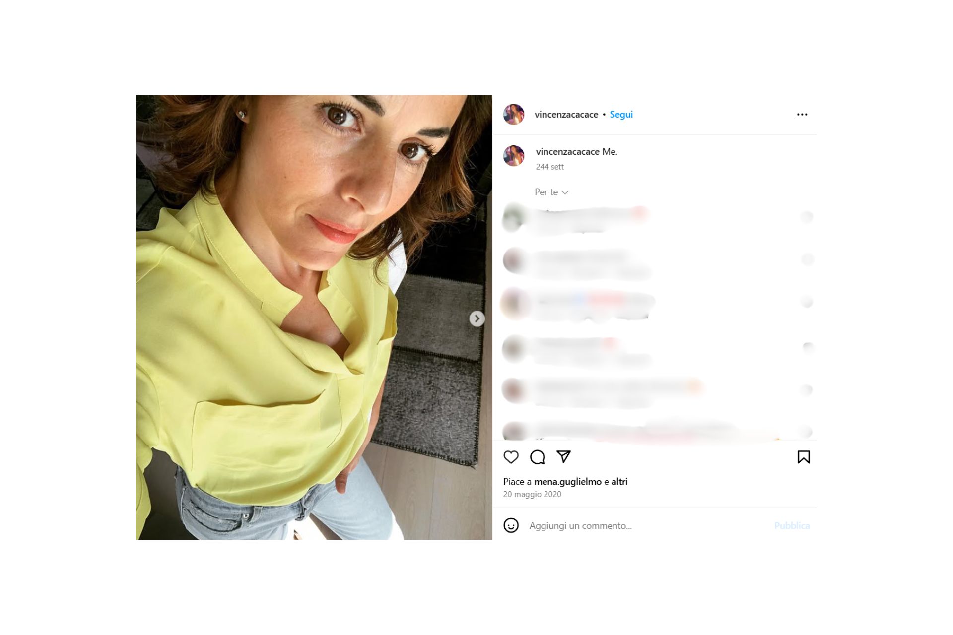 Vincenza Cacace su Instagram